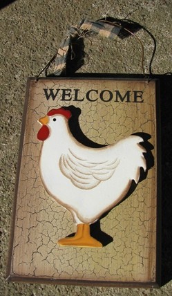 Primitive Chicken Wood Plaque CWP-8 3D Crackle Chicken 