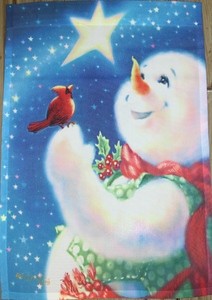 FS818 -Snowman and Cardinal Garden Flag 