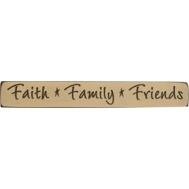 G1208- Faith Family Friends engraved wood  Block 