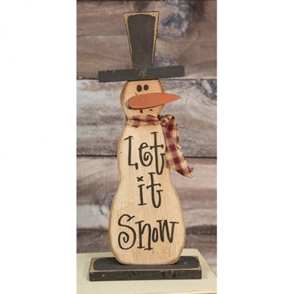 Snowman Decor G17409 Skinny Let It Snow Snowman on Base Snowman Decor G17409 Skinny Let It Snow Snowman on Base