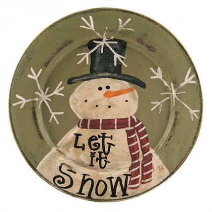 Primitive Wood Plate G33008 Let it Snow Snowman Plate