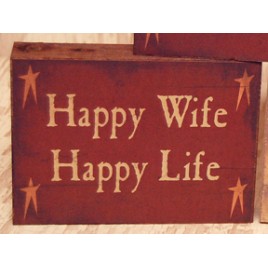 GBJ224 - Happy Wife Happy Life Wood Block 