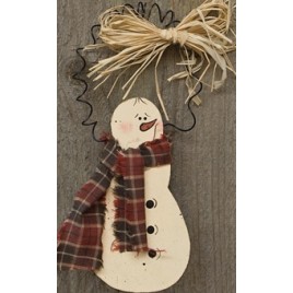  Wood Snowman Ornament D0035CWF - Snowman with Scarf