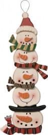 Stacked Snowman Plaque wood, accented with metal scarves