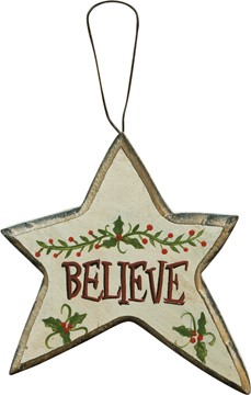 Wood Christmas Ornament X8160C-Believe Star Wood Christmas Ornament X8160C-Believe Star
