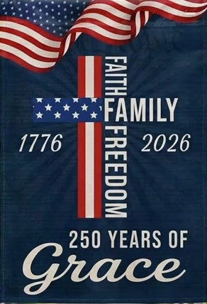 73M3053654 USA 250th Anniversary God Bless America Garden Flag