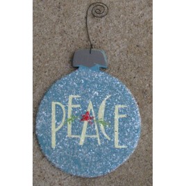 HO5151-Peace Aqua wood Bulb Christmas Ornie