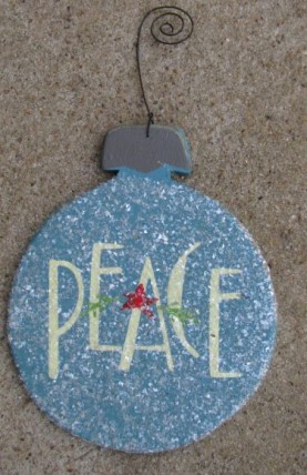 HO5151-Peace Aqua wood Bulb Christmas Ornie HO5151-Peace Aqua wood Bulb Christmas Ornie