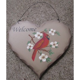 HP4 - Welcome Red Cardinal wood heart 