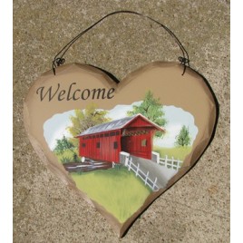 HP5 - Welcome Covered Bridge Wood Heart