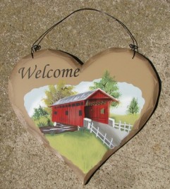 HP5 - Welcome Covered Bridge Wood Heart