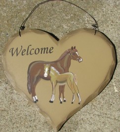 HP6 - Welcome Horses  wood heart 