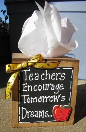 Teacher Gifts 2711TBT -Teachers Encourage Tommorow's Dreams Tissue Wood Box 