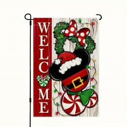 RV199900 Christmas Garden Flag - Santa Candy Cane Wreath, Double-Sided