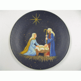 NEW-4 Nativity Wood Plate 