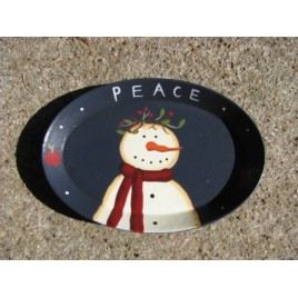 OPS-8 Snowman Peace small wood plate 