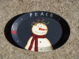 OPS-8 Snowman Peace small wood plate 