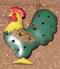  OR320- Rooster  tin punched ornament 
