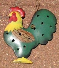 OR320- Rooster  tin punched ornament   OR320- Rooster  tin punched ornament
