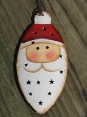 OR-304 3D Punched Tin Santa Christmas Ornament 