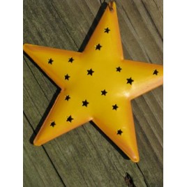 OR309 - Yellow Star  tin punched ornament 