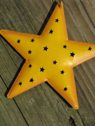 OR309 - Yellow Star  tin punched ornament  OR309 - Yellow Star  tin punched ornament