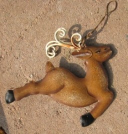 OR501- Flying Reindeer Metal Ornament 