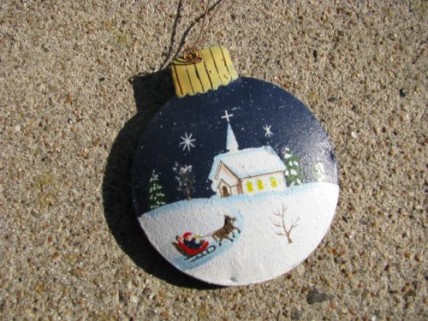 OR-516 Winter Church Ball metal ornament OR-516 Winter Church Ball metal ornament