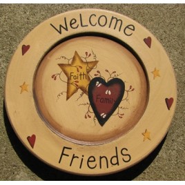 P10WF -Welcome Friends Wood Plate