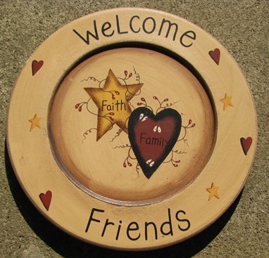 P10WF -Welcome Friends Wood Plate