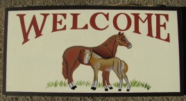 P41 - Welcome Horses Wood Sign 