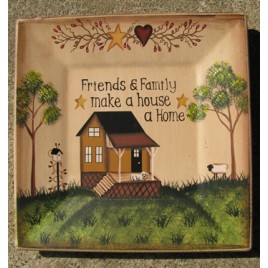 P8SQ3F - Friends & Family make a house a home wood plate 