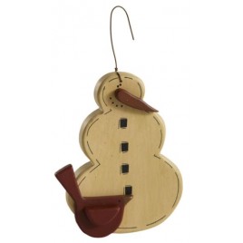RO-769 Snowman w/ Cardinal wood Ornie RO-769 Snowman w/ Cardinal wood Ornie