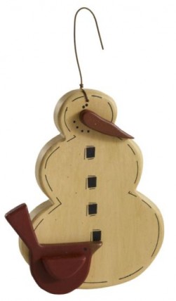 RO-769 Snowman w/ Cardinal wood Ornie RO-769 Snowman w/ Cardinal wood Ornie
