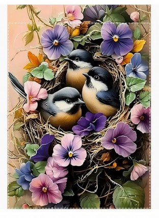 RD734931 Spring Robins in a birds nest Garden Flag, Double-Sided, RD734931 Spring Robins in a birds nest Garden Flag, Double-Sided,