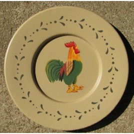 Primitive Wood Rooster Plate 