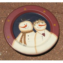 RPS9 - Mr & Mrs Snowman wood plate