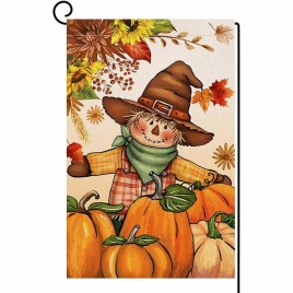 MQ9997852 Fall Pumpkin Scarecrow Garden Flag Double Sided