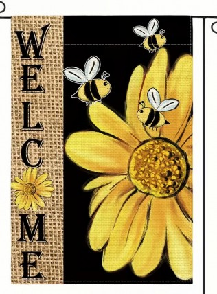 CQ1450876 Spring Summer Bee Sunflower Garden Flag Double Sided CQ1450876 Spring Summer Bee Sunflower Garden Flag Double Sided
