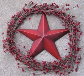 STW1- Vine Wreath with berries and Metal Star 