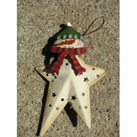OR-351 Snowman metal ornament with Red Scarf