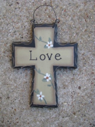 Primitive Wood Mini Cross WD804 - Love Cross Primitive Wood Mini Cross WD804 - Love Cross