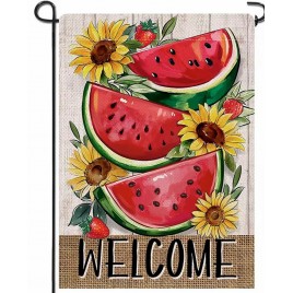 AL3158476 Watermelon And Sunflowers garden flag AL3158476 Watermelon And Sunflowers garden flag