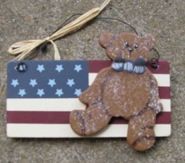  Wood Patriotic Sign 1088 - Bear on Flag