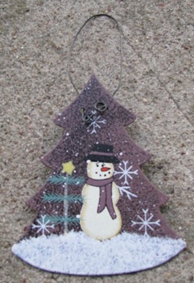 1102 - Metal Tree Snowman Ornament  1102 - Metal Tree Snowman Ornament