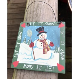 Wd1167 Let it Snow  Snowman wood sign