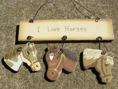 wd1239 - I Love Horses Wood Sign