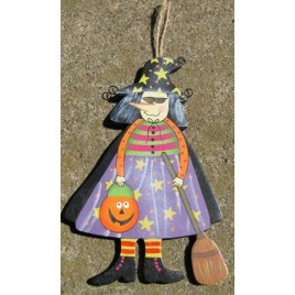 1244 - Wood Witch with Pumpkin and Broom 1244 - Wood Witch with Pumpkin and Broom