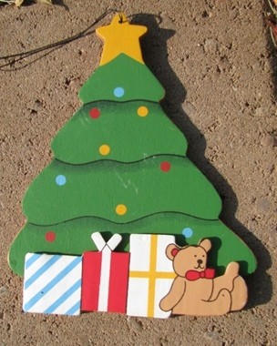 Wood Christmas Ornament wd1269-Christmas Tree with Bear 
