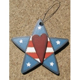 WD1293 - Red White and Blue wood Star 